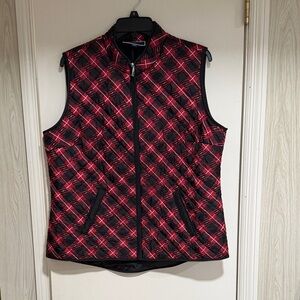 Karen Scott Black and Pink Plaid Vest